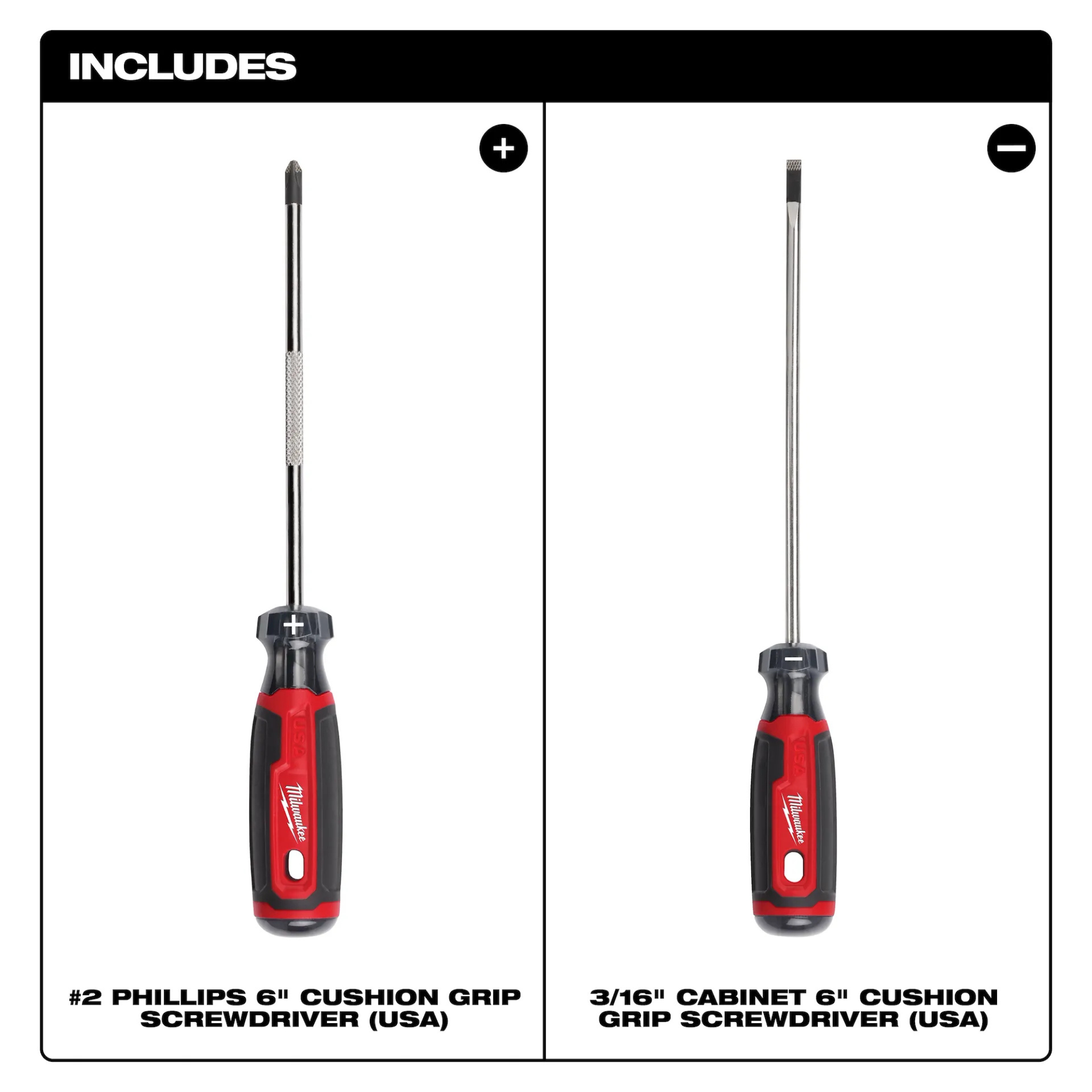 Milwaukee 2 PC. 6" Cushion Grip Screwdriver Set from GME Supply